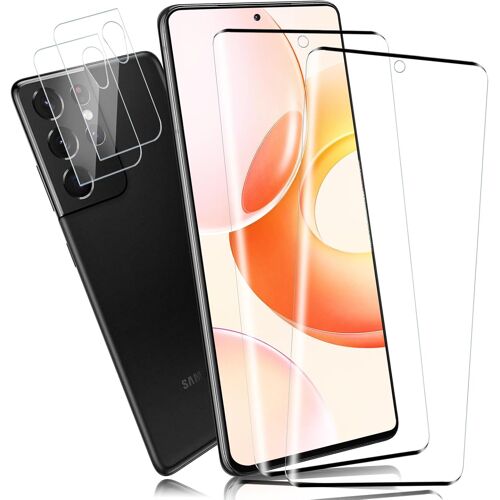 2+2 Pièces Verre Trempé Pour Samsung Galaxy S21 Ultra Avec Caméra Arrière Vitre Protection, Haute Sensibilité, 9H Dureté Résistant Montre Pour Galaxy S21 Ultra Protection Écran, Hd[TRE913025]