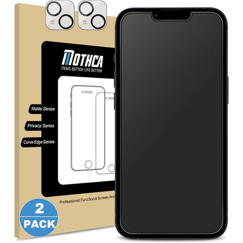 [2+2 Pièces Verre Trempé Mat pour iPhone 13 Mini Films Protection Écran + Caméra Arrière Protecteur, Anti-Reflet et Anti-Traces de Doigts, 9H HD, Facile à Installer- 5,4 Pouces (2021)