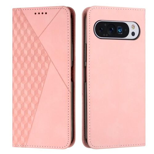 Étui en cuir magnétique pour Google Pixel 10 Pro XL, effet peau de diamant - Or rose