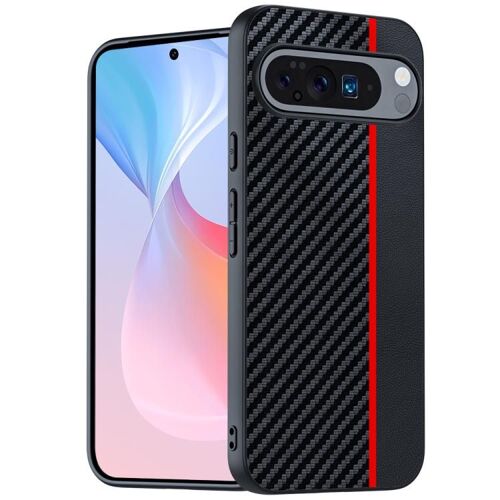 Coque Ultra-Fine En Fibre De Carbone Pour Google Pixel 10/10 Pro - Noir Rouge