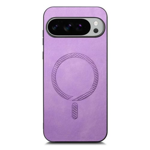 Coque Arrière Magnétique En Pu Pour Google Pixel 10 Pro Xl, Style Rétro Magsafe - Violet