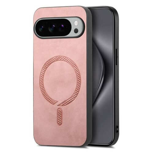 Coque arrière magnétique en PU pour Google Pixel 10 Pro XL, style rétro Magsafe - Rose