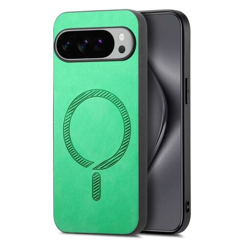 Coque arrière magnétique en PU pour Google Pixel 10 Pro XL, style rétro Magsafe - Vert