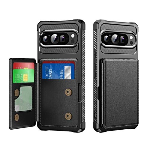 Étui en cuir à rabat horizontal pour Google Pixel 9 Pro XL avec porte-cartes - Noir