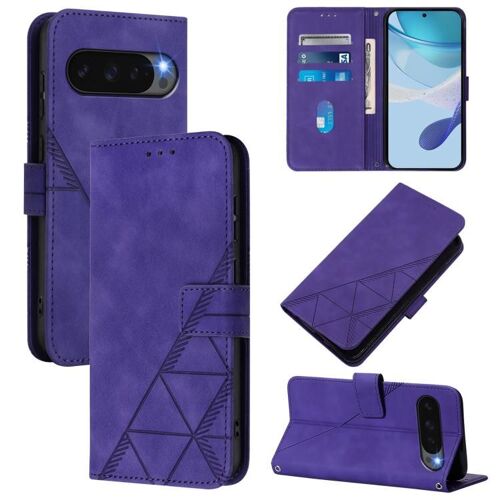 Étui à rabat en cuir gaufré 3D pour Google Pixel 10 Pro XL - Violet