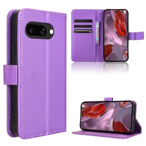 Étui en cuir texturé diamant pour Google Pixel 9a - Violet