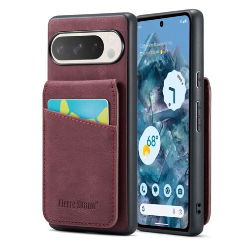 Étui Arrière En Pu Avec Porte-Cartes Fierre Shann Crazy Horse Pour Google Pixel 9 Pro Xl - Violet