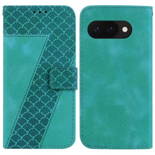 Étui en cuir gaufré à sept formes pour Google Pixel 9a - Vert