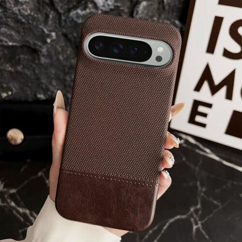 Coque Hybride Magnétique En Polyuréthane Et Polycarbonate Pour Google Pixel 9 Pro Xl, Avec Coutures En Tissu Et Magsafe - Brun Foncé