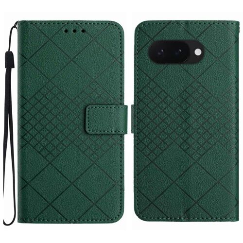 Étui en cuir à texture rhombique pour Google Pixel 9a - Vert