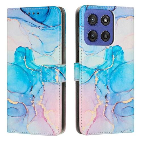 Étui en cuir à motif marbré peint pour Motorola Edge 60 Fusion - Rose Vert