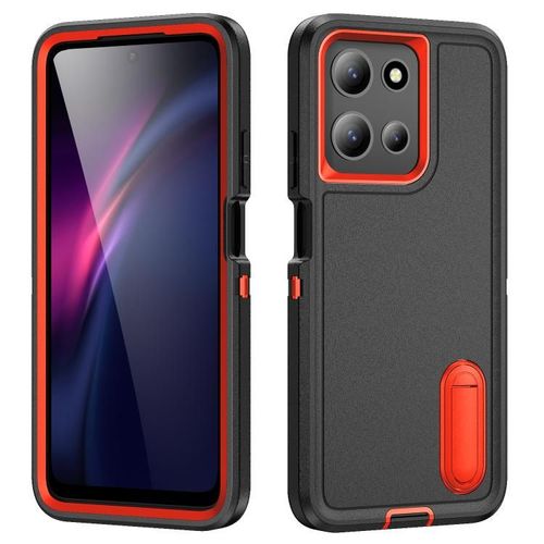 Coque Robuste En Pc Et Silicone Avec Support Pour Motorola Moto G 5g 2025 - Noir + Orange