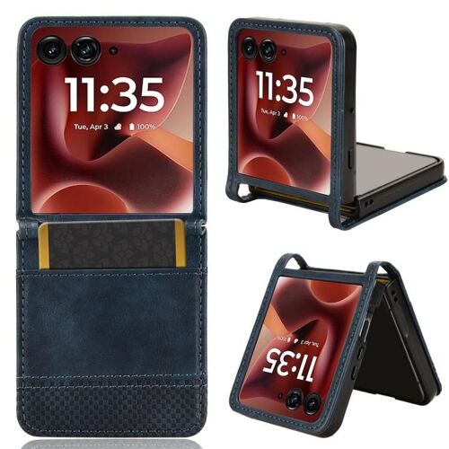Étui en cuir texturé rétro pour Motorola Razr 60 Ultra - Bleu