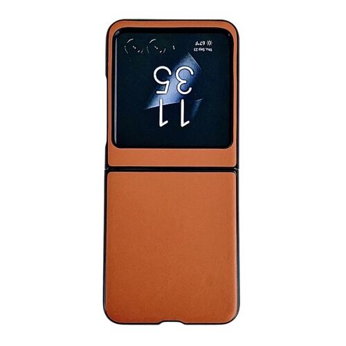 Étui en cuir texturé de couleur unie pour Motorola Razr 50 - Orange
