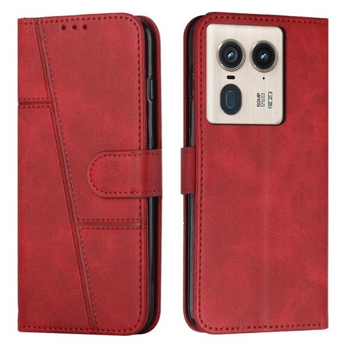 Étui en cuir de veau texturé avec boucle pour Motorola Edge 50 Ultra - Rouge