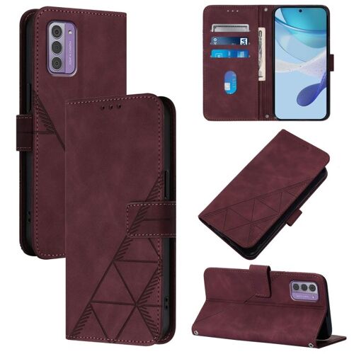 Étui à rabat en cuir gaufré 3D pour Nokia G42 / G310 5G - Vin rouge