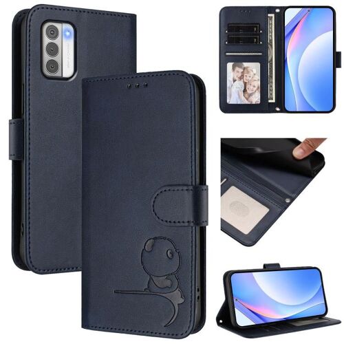 Étui En Cuir Avec Dragonne Pour Nokia G42/G310, Motif Panda, Motif Rfid - Bleu