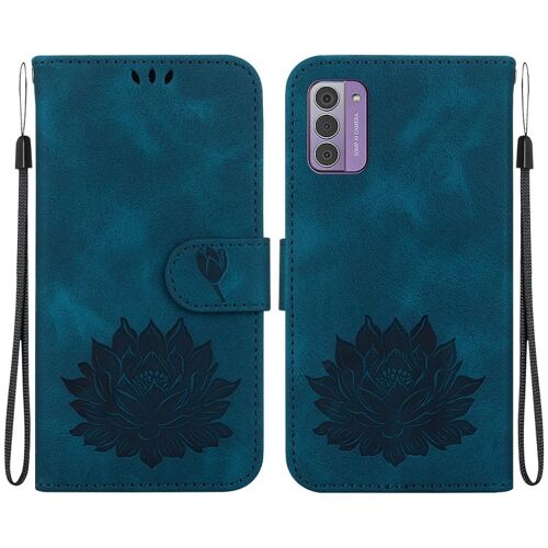 Étui en cuir gaufré Lotus pour Nokia G42 - Bleu foncé