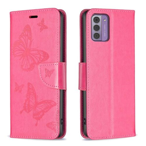 Étui à rabat horizontal en cuir PU avec motif papillons pour Nokia G42/G310 - Rose Rouge