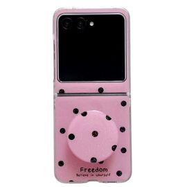 Coque Avec Support Pour Motorola Razr 60, Motif À Pois Pailletés - Rose Rouge