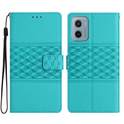 Étui en cuir effet peau de diamant pour Motorola Moto E15 - Bleu