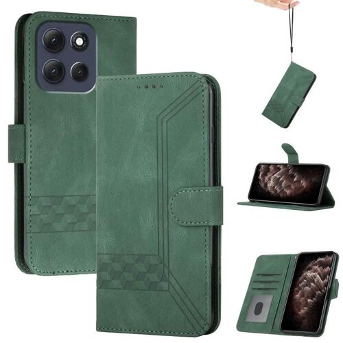 Étui à rabat en cuir pour Motorola Moto G86 Power Cubic - Vert