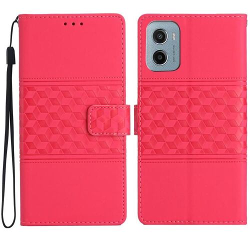 Étui en cuir effet peau de diamant pour Motorola Moto E15 - Rouge