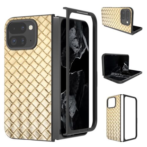 Coque en PU tissé noir pour Google Pixel 9 Pro Fold - Or