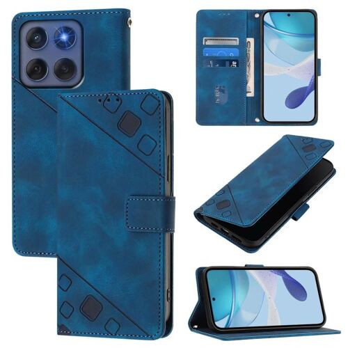 Étui en cuir gaufré pour Motorola Edge 60 Fusion 5G - Bleu