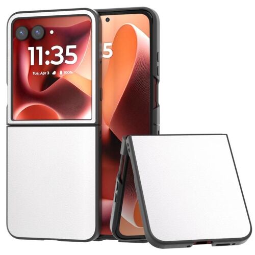 Étui en cuir PU noir pour Motorola Razr 60 Ultra, couverture complète - Blanc