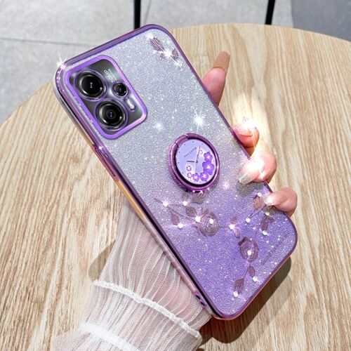 Coque Tout Compris Pour Motorola Moto G55, Motif Fleur Immortelle À Paillettes Dégradées - Violet