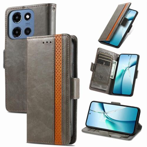 Étui en cuir à double boucle magnétique CaseNeo pour Motorola Moto G 2025 - Gris
