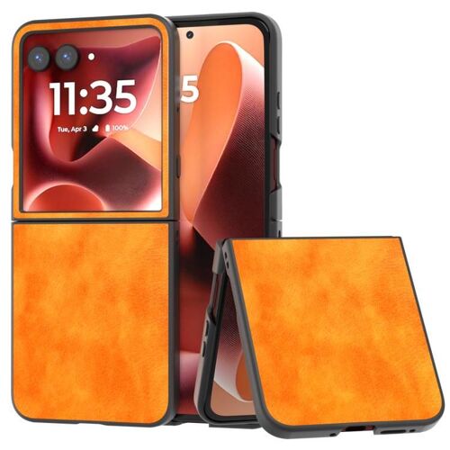 Coque En Pu Bicolore À Texture Lichi Pour Motorola Razr 60 Ultra - Orange