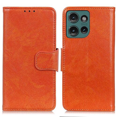 Étui à rabat en cuir nappa texturé pour Motorola Edge 50 Neo - Orange