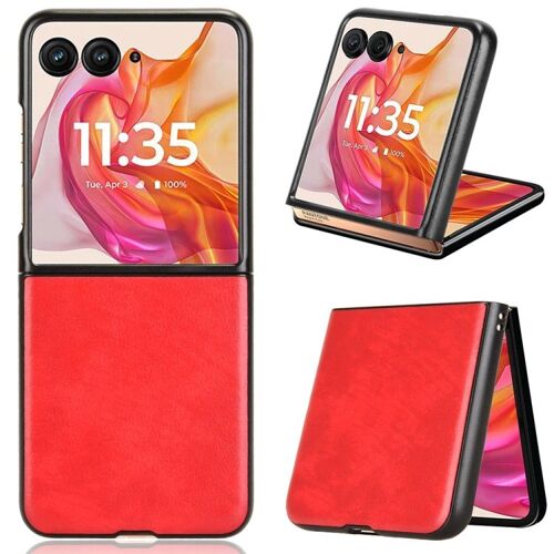 Coque arrière texturée Litchi pour Motorola Razr 50 Ultra - Rouge