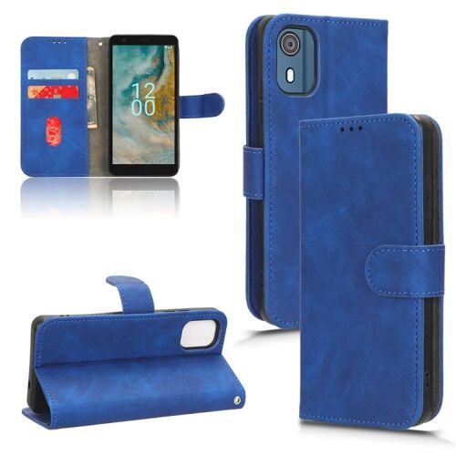 Étui à rabat magnétique en cuir pour Nokia C02 - Bleu