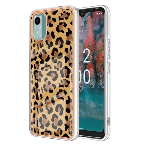 Coque Double Face Imd Effet Marbre Électrolytique Pour Nokia C12 - Imprimé Léopard