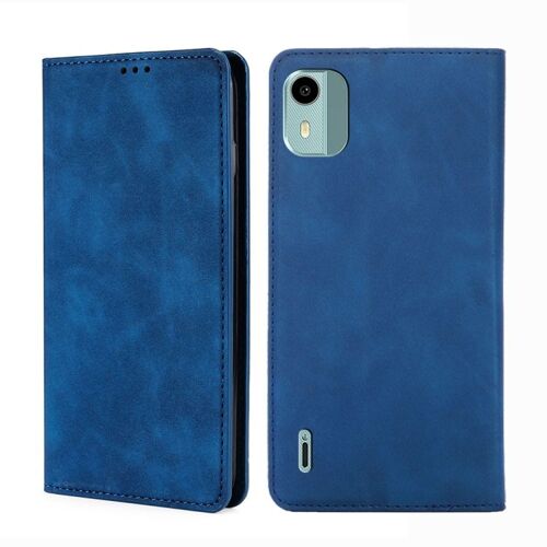 Étui magnétique en cuir pour Nokia C12 - Bleu