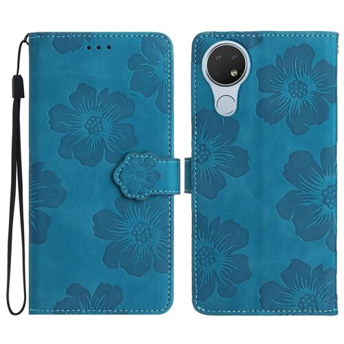 Étui en cuir à motif floral gaufré pour Nokia 6.2/7.2 - Bleu
