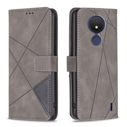 Étui en cuir à boucle magnétique pour Nokia C21 - Gris