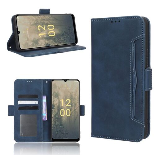 Étui en cuir de veau texturé avec emplacements pour cartes pour Nokia C31 - Bleu