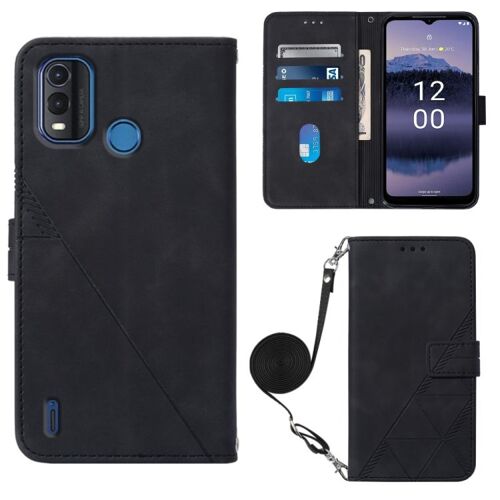Étui à rabat en cuir gaufré 3D pour Nokia G11 Plus - Noir