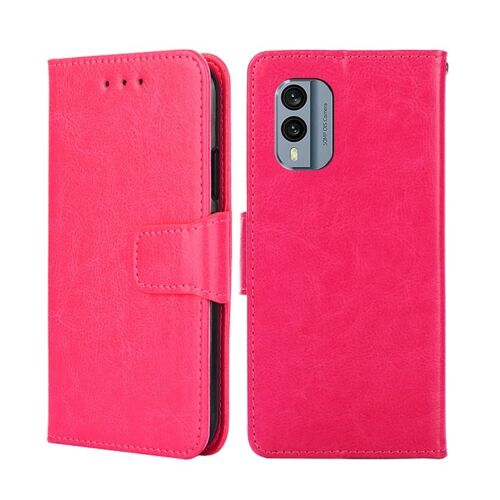 Étui à rabat horizontal en cuir à texture cristal pour Nokia X30 5G - Rose Rouge