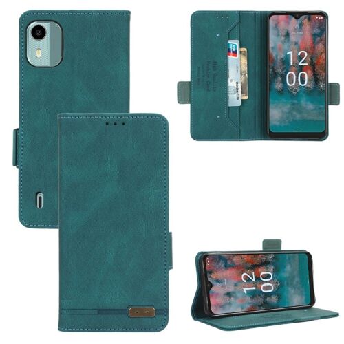Étui En Cuir À Fermoir Magnétique Pour Nokia C12 / C12 Pro / C12 Plus - Vert