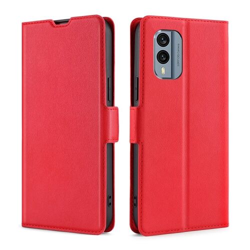 Étui en cuir à rabat horizontal ultra-fin avec boucle latérale pour Nokia X30 5G - Rouge