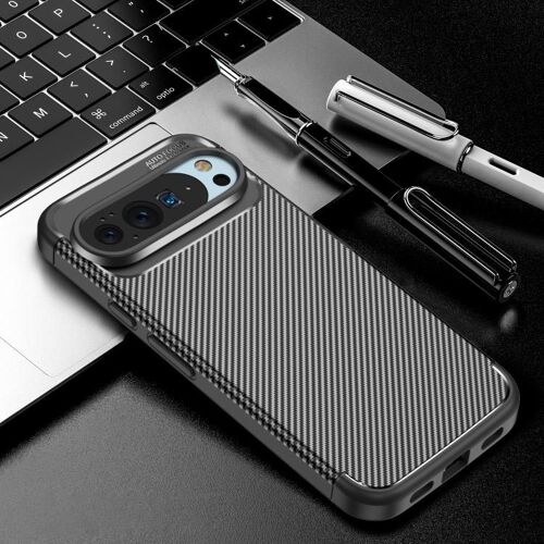 Coque en TPU antichoc à texture fibre de carbone pour Google Pixel 10 Pro XL