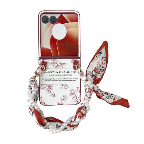 Coque À Motif Floral Pour Motorola Razr 50 Ultra Avec Bracelet Foulard