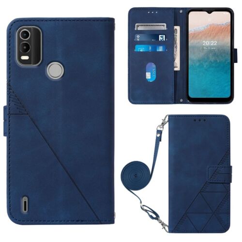 Étui à rabat en cuir gaufré 3D pour Nokia C21 Plus - Bleu