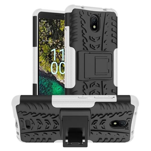 Coque Nokia C100 En Tpu Et Pc Avec Support - Blanc