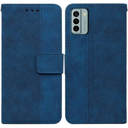 Étui En Cuir À Motif Géométrique Gaufré Pour Nokia G22 - Bleu